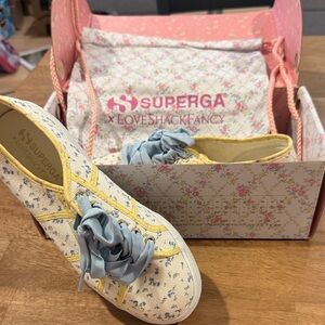 Love Shack Fancy X SuperGA Blue Bonnet Platform Sneakers